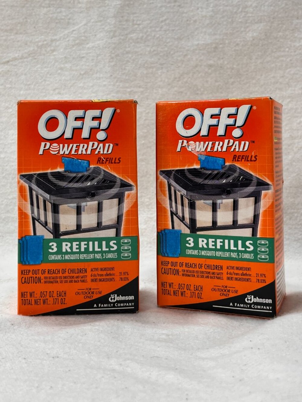 NOS [2] OFF! POWERPAD REFILLS Lamp & Lantern 3 Mosquito Repellent Pads & Candles